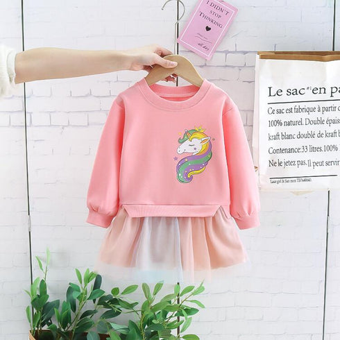 Girls' Mesh Stitching Dress